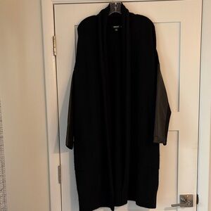 DKNY ACRYLIC & LAMBSKIN CARDIGAN